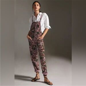 Anthropologie Painters Pink and Olive Floral Jumpsuit